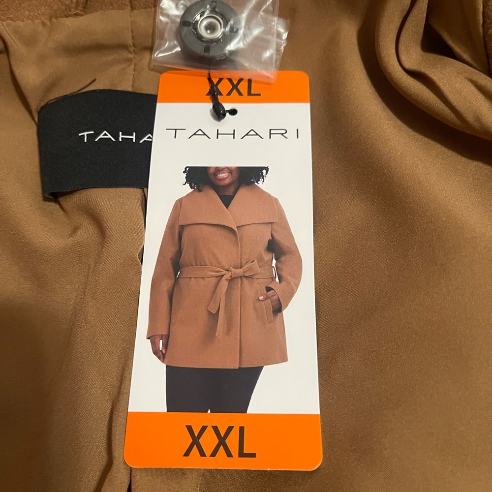 TAHARI Elegant Brown Women's Coat water resistant - Picture 13 of 17